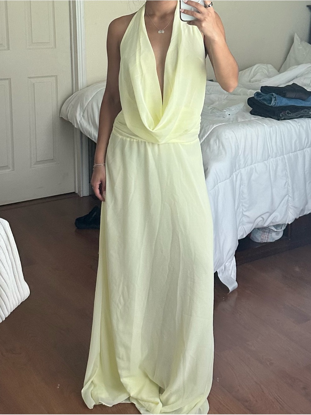 Peppermayo NWT Elegant Yellow Halter Cowl Neck Maxi Dress